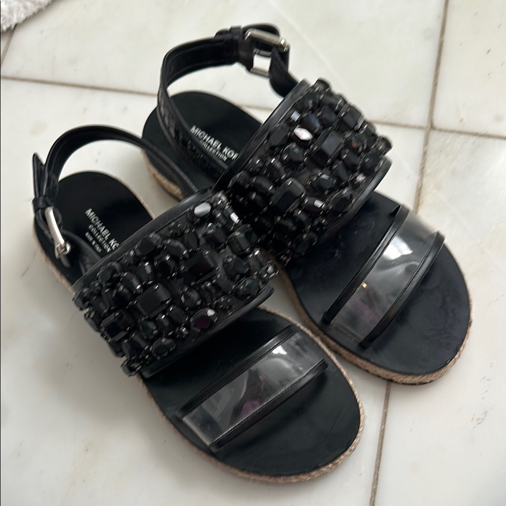 Michael Kors Black Embellished Sandals size 6